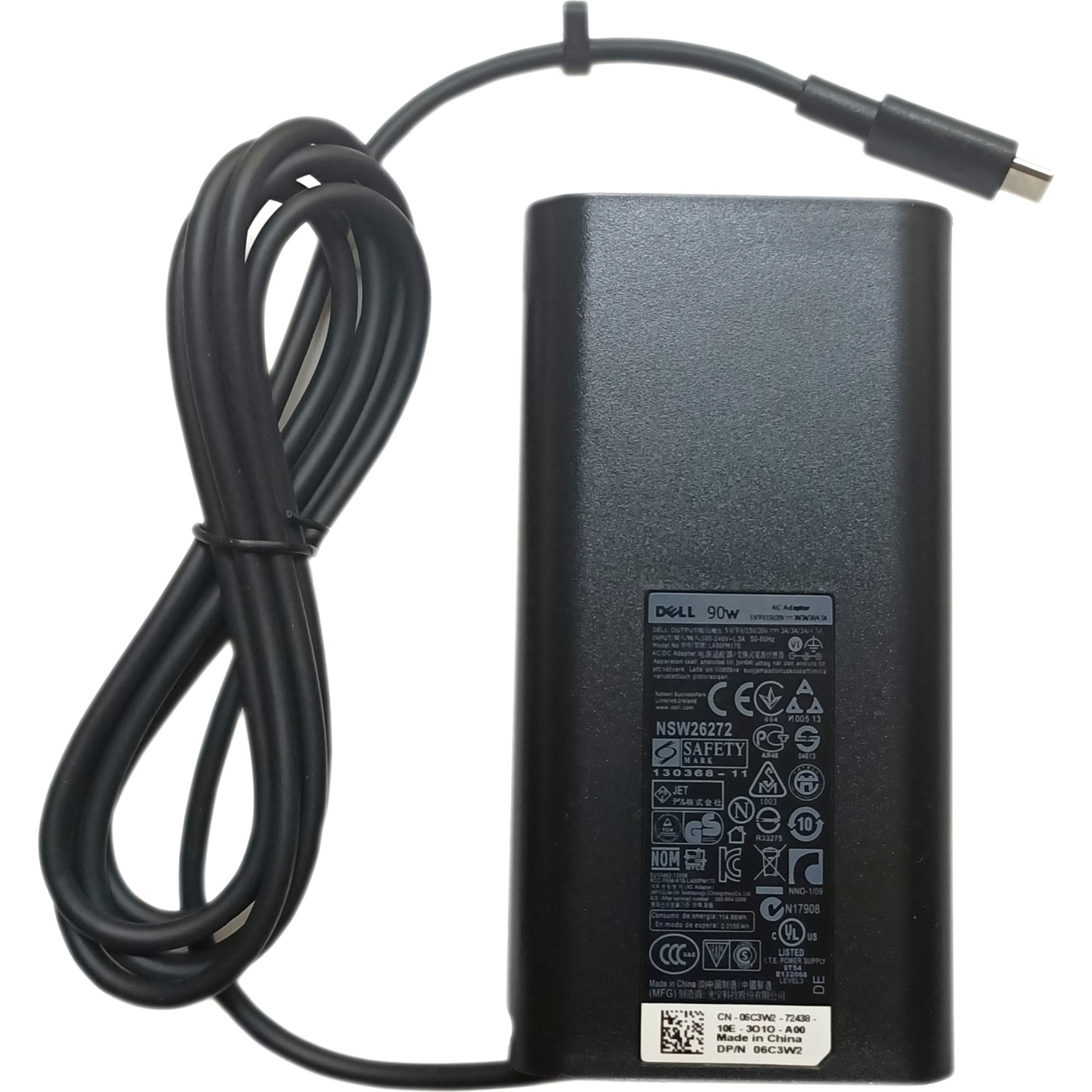 純正新品 DELL Type-C(USB-C) 急速充電器 90W 電源ACアダプター LA90PM170 LA90PM210 電源ケーブル付属
