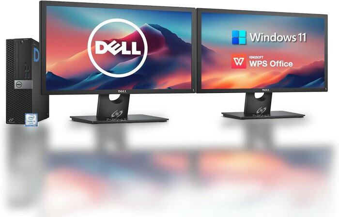 【DELL 2台液晶PCセット】DELL 3050SFF/第六世代intel Core i5/RAM:DDR4 8GB-16GB/SSD:256GB-512GB-1TB/薄型LED液晶モニタ 1920x1080 フルHD/光学ドライブ/無線LAN/Bluetooth/Windows11 Pro KINGSOFT WPS Office/デスクトップパソコン(再生中古品)