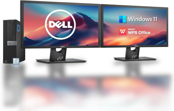 【Dell Core-i7 24インチ2台液晶PCセット】intel Core i7-7700 RAM:16GB SSD:選択可能(256GBor512GBor1TB)/フルHD（1920x1080）液晶モニタ/光学ドライブ/5.8Ghz WI-FI/Bluetooth/Windows11 Pro KINGSOFT WPS Office/HDMI/デスクトップパソコン(再生中古品)