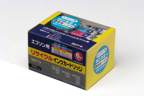 EPSON リサイクルインクカートリッジ ICBK/C/M/Y/LC/LM32 6色BO x 〔対応機種〕・PM-G820/G800/G720/G700/D770/D750/A870