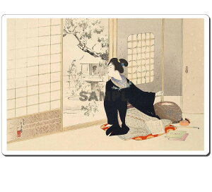 【送料無料】 浮世絵シール 11004 水野年方 - 今様美人 十二 雪見 245mm x 166mm U245S-11004