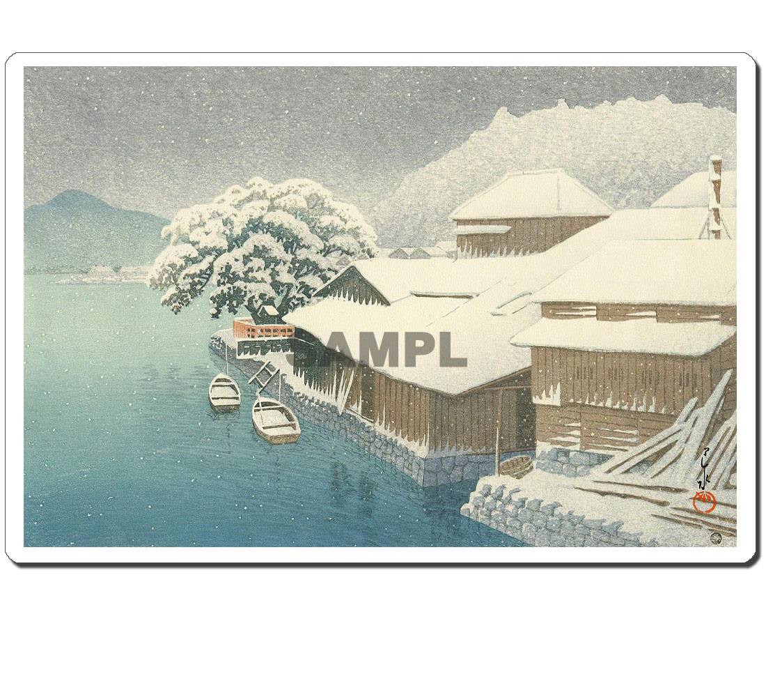 浮世絵マウスパッド　薄ぴた　U12009 川瀬巴水 - 石巻の暮雪