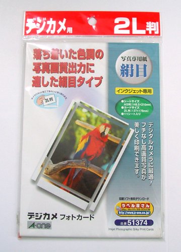 【送料無料クリックポスト発送】エーワン 51374 写真専用紙 絹目 2L判