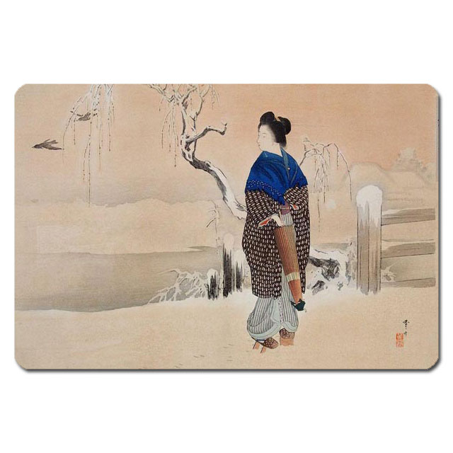 其它 - 【送料無料クリックポスト発送】浮世絵 捺印マット UNM-11009 水野年方 - 三井好都のにしき 朝の雪