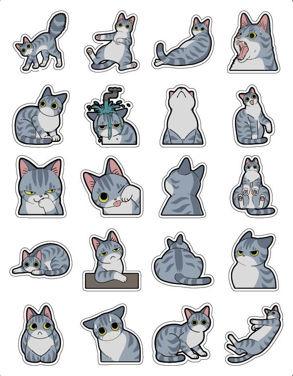 乐天商城 - かわいい猫シール　鯖トラ猫2 30mm