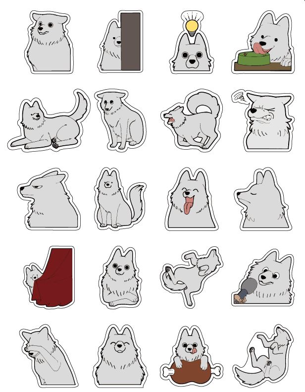 Rakuten - かわいい犬シール　白い犬1　30mm