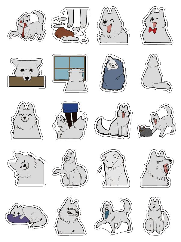 Rakuten - かわいい犬シール　白い犬2　30mm