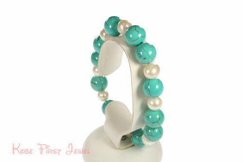 【壊れにくい高品質タイプ】[6月誕生石]の淡水パール＆マグネサイト ブレスレット 《MYBL0001》【クリ..