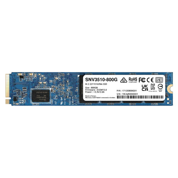 Synology SNV3510 M.2 NVMe SSD 容量800GB M.2(22110) 4.5mm Enterprise Grade Endurance｜SNV3510-800G