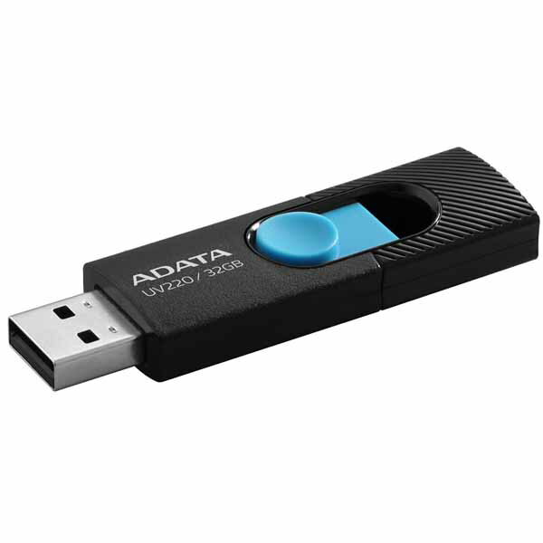 ADATA UV220 USBフラッシュドライブ 32GB USB2.0 ブラック/ブルー｜AUV220-32G-RBKBL
