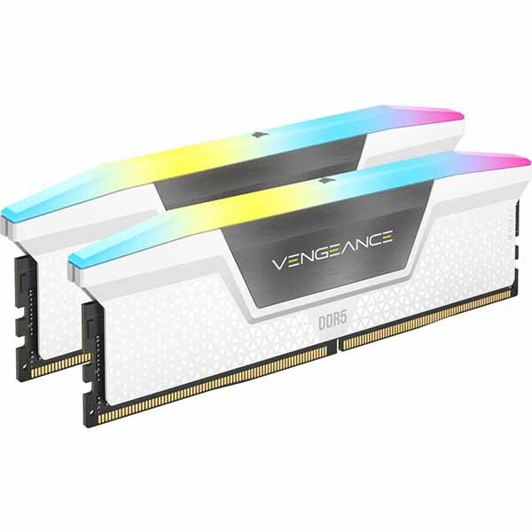 Corsair 64GB(32GBx2) DDR5 5200MHz (PC5-41600) 40-40-40-77 UDIMM XMP 3.0 VENGEANCE RGB DDR5 ホワイト 1.25V｜CMH64GX5M2B5200C40W