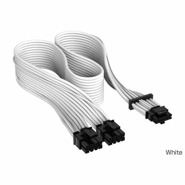 Corsair Premium Individually Sleeved 12+4pin PCIe Gen 5 Type-4 600W 12VHPWR Cable, White 電源ユニット用12VHPWRスリーブケーブル ホワイト｜CP-8920332