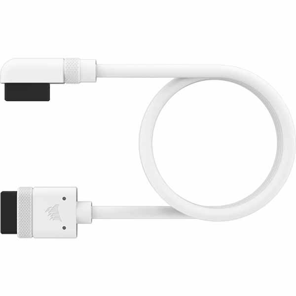 Corsair iCUE LINK Cable 1x 600mm with Straight/Slim 90° connectors White iCUE LINK対応デバイスを接続する片側90度コネクタ採用ケーブル ホワイト｜CL-9011130-WW