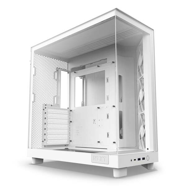 【訳あり】【アウトレット特価・新品】NZXT H6 Flow White ピラーレスデザイン ミドルタワーケース ホワイト｜CC-H61FW-01