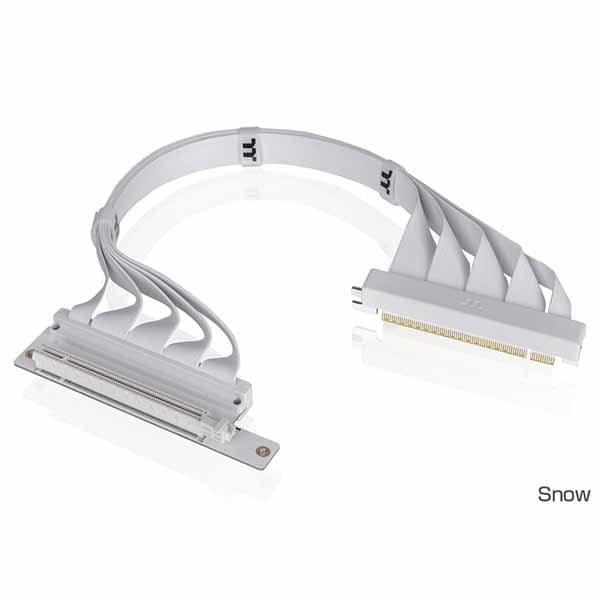 Thermaltake PCI-E 4.0 Dual 90 Degree Riser Cable 400mm Snow PCI-E 4.0対応のライザーケーブル ホワイト｜AC-077-CO6OTN-C1