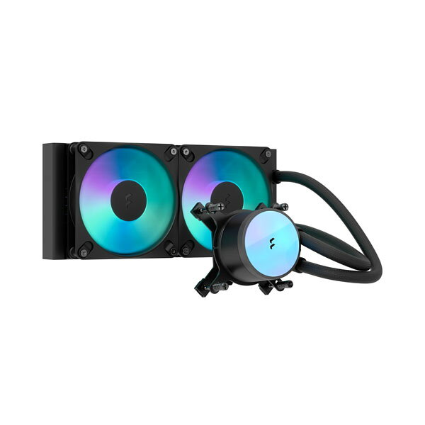 Fractal Design Radius 240 RGB Black 簡易水冷クーラー 120mm ARGB LEDファン×2 ブラック｜FD-W-RA1-2402