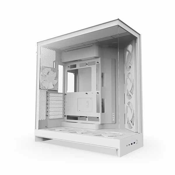 Rakuten - NZXT H9 Flow RGB+ (2025) - White 大型デュアルチャンバー構造採用 ミドルタワーATXエアフローケース ホワイト｜CM-H92FW-P1
