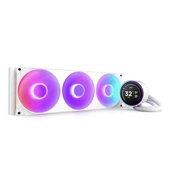 NZXT Kraken Elite 420 RGB V2 (White) IPS LCDディスプレイおよび静圧ファン搭載420mm 簡易水冷CPUクーラー ホワイト｜RL-KR42E-W2