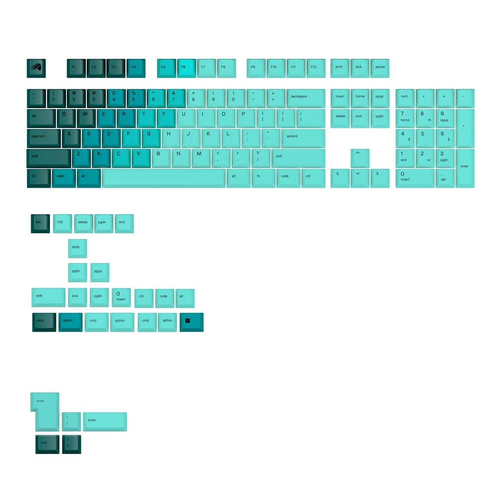 Glorious GPBT Gradient Keycaps - Rainforest - US - Retail グラデーションが美しいオリジナルキーキャップ｜GLO-KB-ACC-KC-GPBT-GR-RFO-US