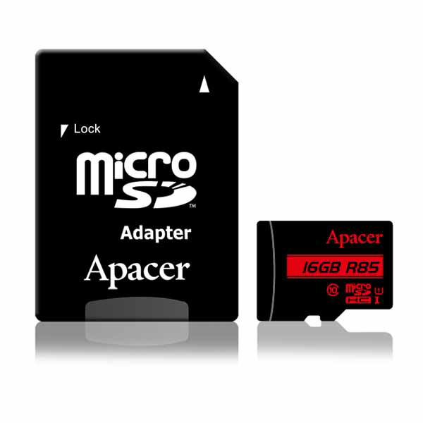 Apacer microSDHC UHS-I U1 Class10 (R85MB/s) 16GB AdapterAP16GMCSH10U5-R