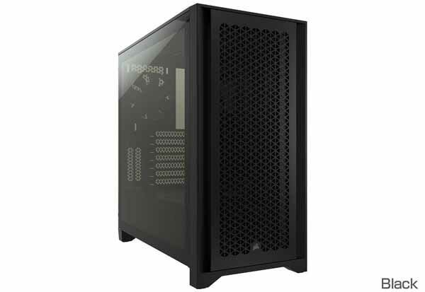 Corsair 4000D Airflow Tempered Glass -Black- ケーブルルートシステム採用 ミドルタワー型PCケース｜CC-9011200-WW