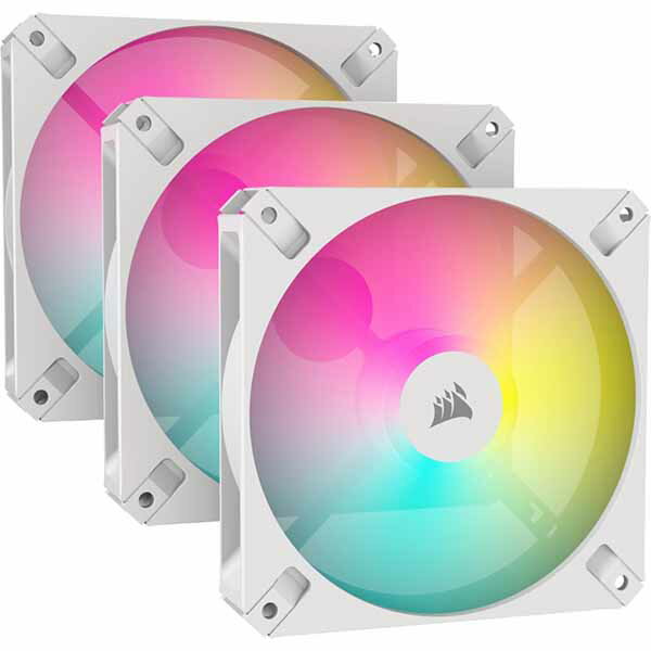 Corsair iCUE AR120 RGB ELITE WHITE Triple Pack 120mm x3 ホワイト 3基セットモデル｜CO-9050169-WW