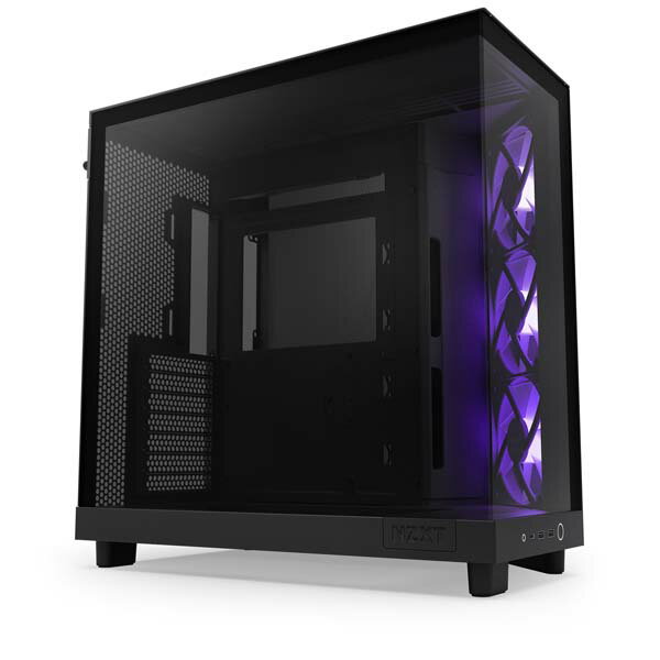 【訳あり】【アウトレット特価・新品】NZXT H6 Flow RGB Black アドレサブルRGBファン搭載 ピラーレスデザイン ミドルタワーケース ブラック｜CC-H61FB-R1