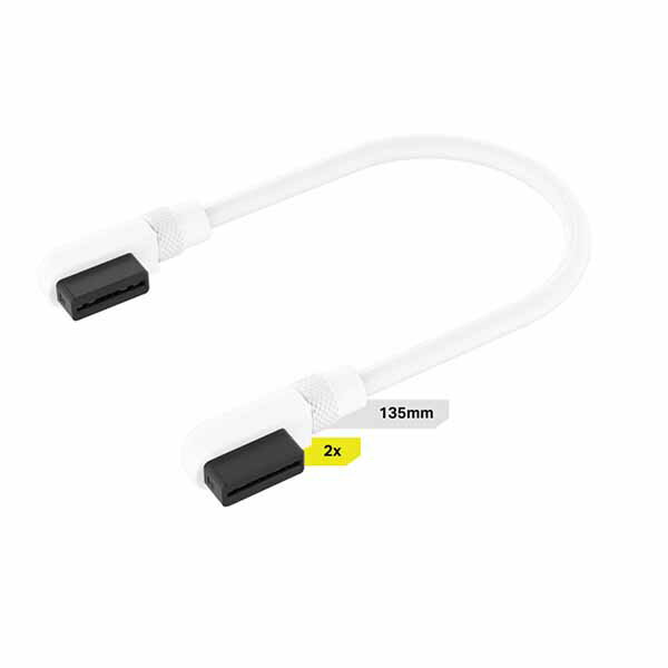 Corsair iCUE LINK Cable, 2x 135mm with Slim 90 connectors, White iCUE LINKбǥХ³ ξ¦90٥ͥѥ֥ ۥ磻ȡCL-9011134-WW