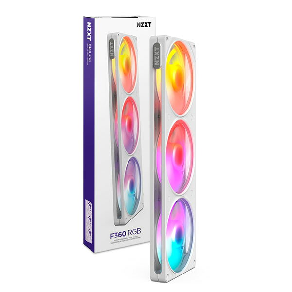 樂天商城 - NZXT F360 RGB v2 White シングルフレーム ケースファン 120mm×3 ホワイト｜RF-R236U-WF