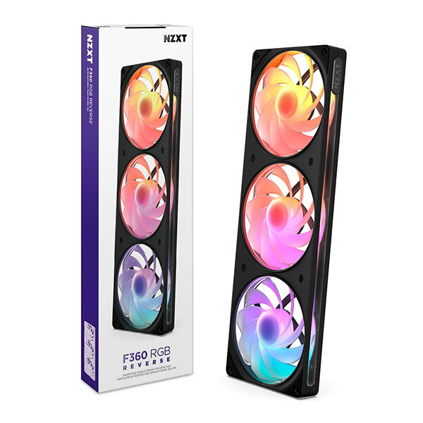 樂天商城 - NZXT F360 RGB Reverse Black シングルフレーム ケースファン 120mm×3 ブラック｜RF-R236R-BF