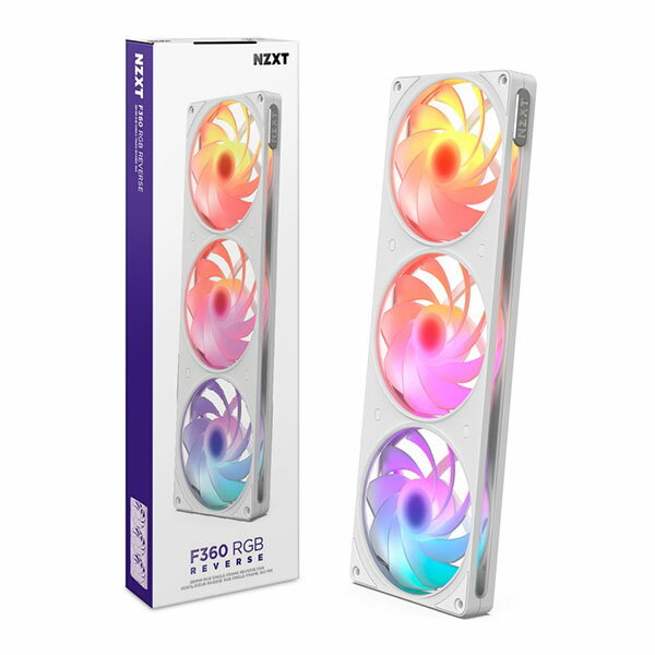 樂天商城 - NZXT F360 RGB Reverse White シングルフレーム ケースファン 120mm×3 ホワイト｜RF-R236R-WF