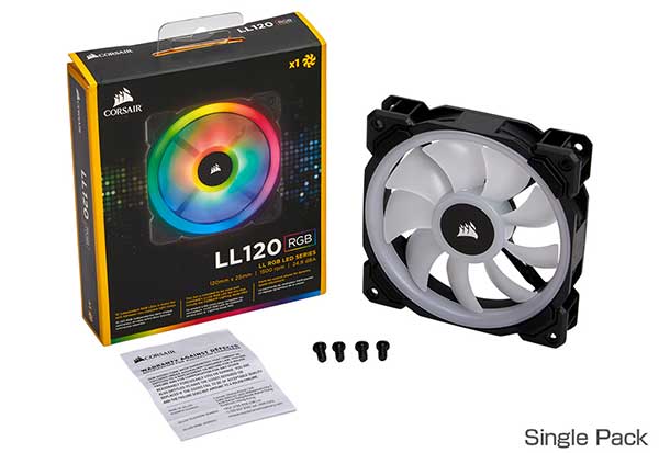 Corsair LL120 RGB Single Pack 120mm径ファン LL120 RGBシリーズ増設用｜CO-9050071-WW