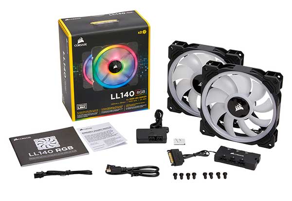 Corsair LL140 RGB 2Fan Pack with Lighting Node PRO 140mm径ファン｜CO-9050074-WW