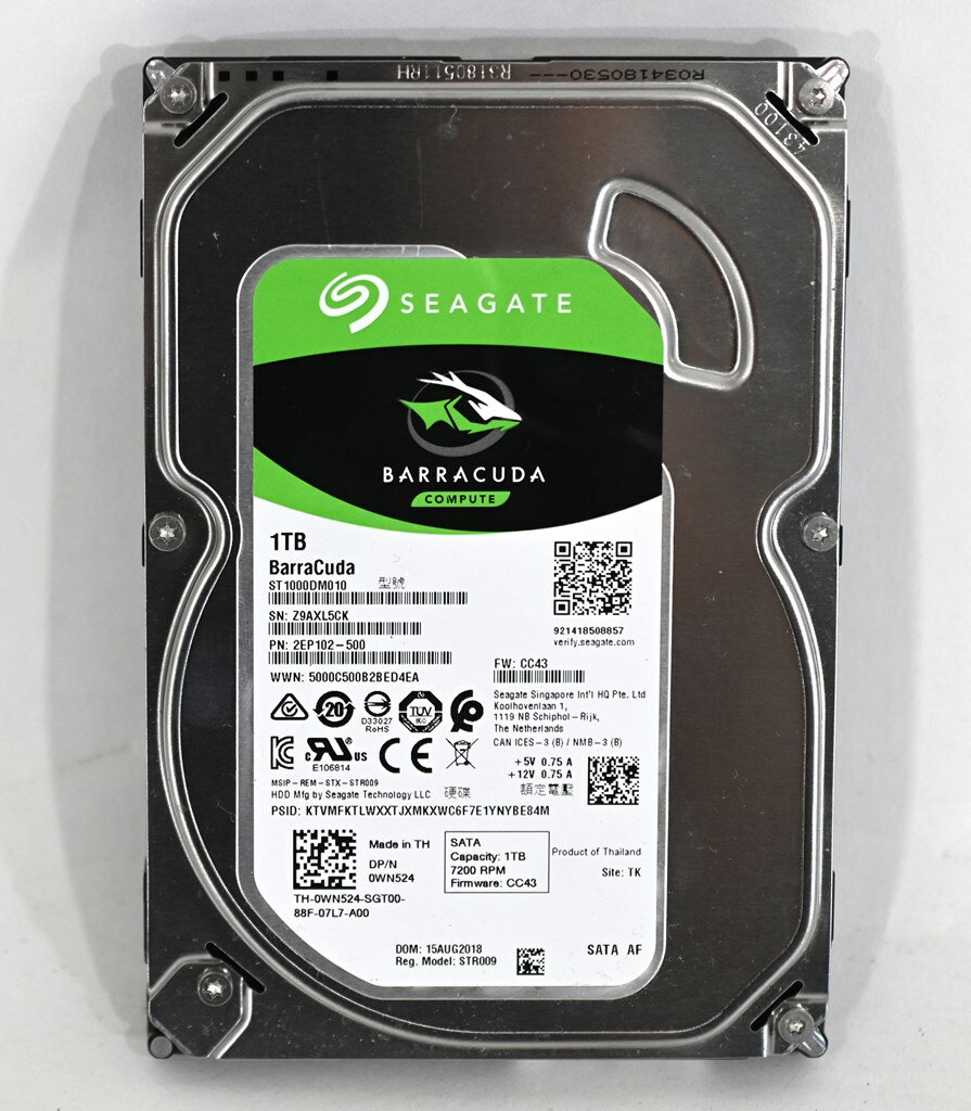 【中古】SEAGATE ST1000DM010 3.5インチHDD 1TB 7200rpm S-ATA 10000時間以下