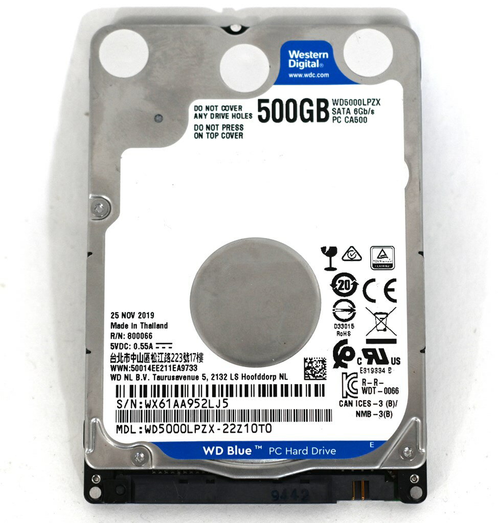 【中古】WESTERN DIGITAL WD5000LPZX 2.5インチHDD 500GB 5400rpm S-ATA 10000時間以下