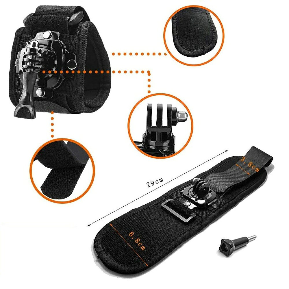 GoPro Hero10 Hero9 リストストラップマウント 滑り止め 腕 手首 足首 腕 グローブマウント ストラップ アクションカメラ用アクセサリー アームバンドマウント Crosstour ct7000 ct8500 Dji Apeman a79 a77 a87 ブラックHero8 Hero7 Hero6 Hero5 対応 ゴープロ pcastore-10003975 PCASTORE サンプル画像2