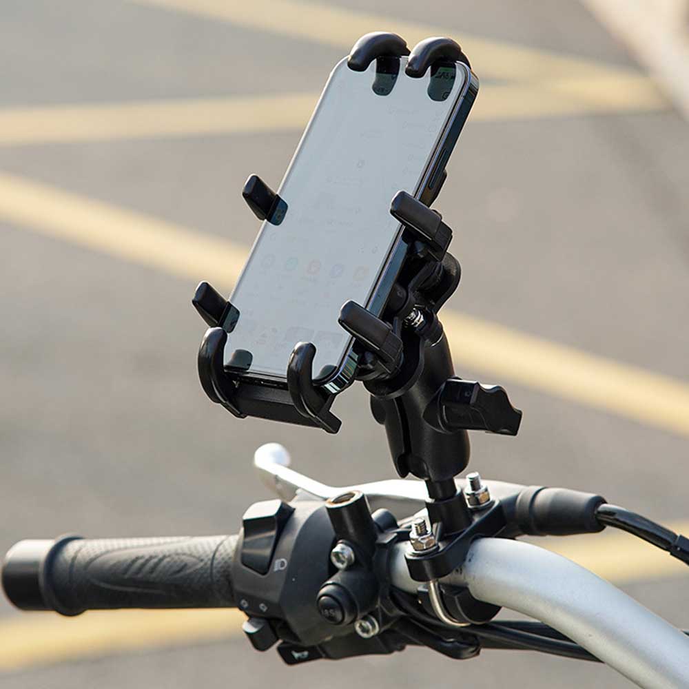 【8爪固定振動吸収式 】バイク用スマホホルダー 携帯ホルダー