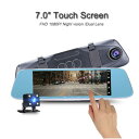 【送料無料】ドライブレコーダー 7インチ 前後カメラ同時録画 バックミラー型 ドラレコ Gセンサー バックカメラ連動 リアカメラミラー バックビューモニター タ...