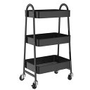 キッチンワゴン スチール製ボデイ 3段タイプ 耐荷重45KG 幅45cm×奥行29cm×高さ75cm 収納ワゴン キャスター付き スムース移動 組立 スチール ラック メタルシェルフ 棚 すき間 小物 新生活 入学 引越し リビング インテリア おしゃれ サロン ランドリー ワゴン 送料無料