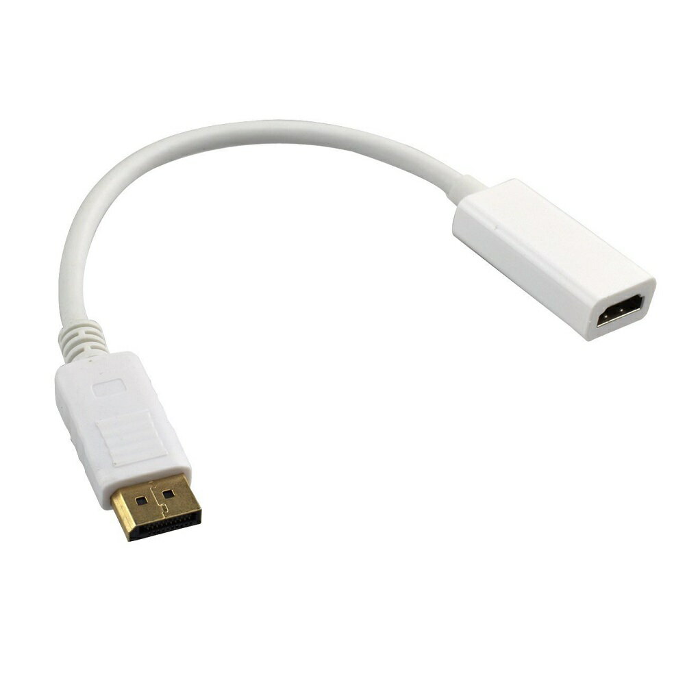 DisplayPort to HDMI 変換アダプタ (DP to HDMI)　オス-メス 商品仕様 カラー：ホワイト 長さ：約20cm 　DisplayPortの出力をHDMIに変換し、パソコンDisplayPortからHDMI端子をもつモニター、液晶テレビ、プロジェクターなどへ映像変換出力できます。 出力最高解像度： 1920×1200（WUXGA-R）、60Hz 1920×1080P、60Hz 商品説明 DisplayPortオス to HDMI メス信号変換サポート DisplayPort V1.1 サーポート 20PIN DisplayPort サーポート Video Bandwidth最高10.8Gbps サポート 解像度　QXGA(2560×1600）サポート 変換チップ内蔵、給電不要 DisplayPort標準設計、安定した信号伝送 HDMI と　同じくDisplayPortも映像と音声サーポート ☆　標準仕様でAMD/ATI、DELL、IDT、Genesis、HP、Inter、Lenovo、Quantum Data、Molex、NVIDIAなどのメーカー支持得られています。 ※　ご購入の際、端子の仕様必ず写真にてご参照ください。 付属品： なし、アダプタのみ 発送方法 メール便 送料 送料無料 注意事項DisplayPorttoHDMI変換アダプタ(DPtoHDMI)オス-メス