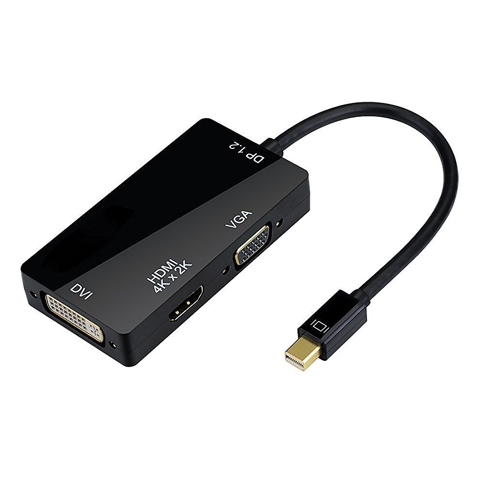 【送料無料】Mini DisplayPort オス to HDMI/DVI/VGA メス　4K対応 変換アダプタ 金メッキコネクタ搭載 Macbook/Macbook Pro/iMac/Macbook Air/Mac Mini Surface pro 1 2 3/ Thinkpad Carbon X1 seriesなど対応