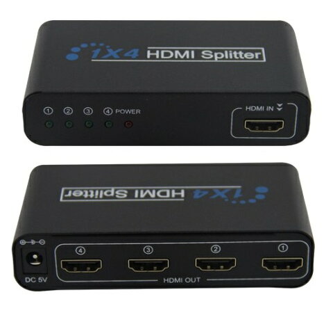 【送料無料】HDMI(オス)　to 4HDMI(メス)　分配器(1入力×4出力）3D対応 V1.4 1080P☆HDMI 1X4スプリッター【spr05P05Apr13】【P25Apr15】