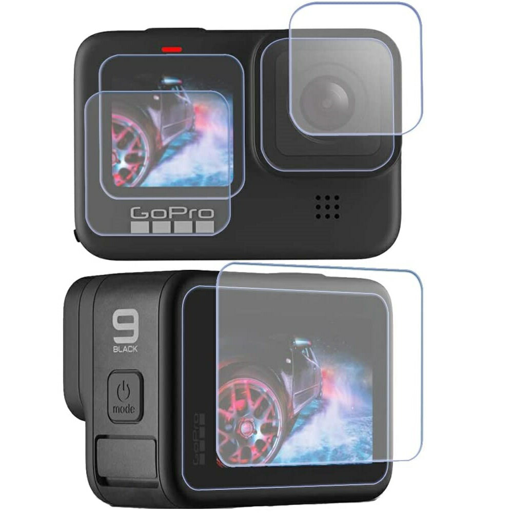 GoPro HERO9 BLACK ガラスフィルム ゴープロ9保護強化ガラスフィルム 3枚入り 背面タッチスクリーン＋レンズ＋前面スクリーンフィルム セット スクリーン保護ガラスフィルム 送料無料