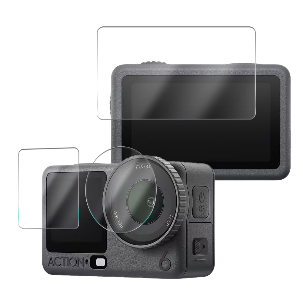 Rakuten - DJI Osmo Action 6 用 ガラスフィルム Dual Screen 保護強化ガラスフィルム 3枚入り タッチスクリーン2枚＋レンズ1枚 専用 スクリーン保護ガラスフィルム 送料無料