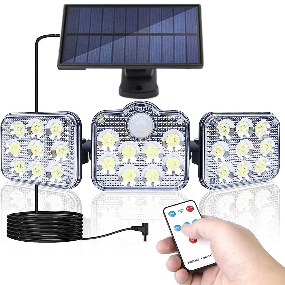 電気代ゼロ センサーライト 屋外 ソーラー分体式ライト 人感センサーライト LEDパネル分離 3000ルーメン超高輝度 自由回転 リモコン付 3つ点灯モード I...