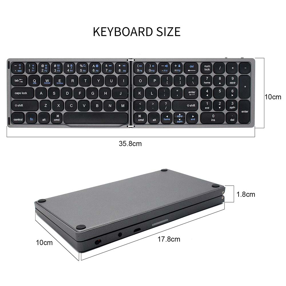 ワイヤレスキーボード　コンパクトフタツオリ テンキー付き Bluetooth タブレット PCキーボード 無線 折りたたみ 超薄型 リモートワーク最適 在宅勤務 キーボード iPad ASUS arrows Lenovo ACER SONY 東芝 galaxy iOS Android windows pcastore-10003807 PCASTORE サンプル画像3