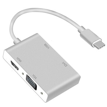 【送料無料】USB3.1-C 変換アダプター Type-C to HDMI / VGA / DVI 変換アダプター 4 in 1 4K*2K 1080pの解像度 対応 Apple MacBook、Google ChromeBook などに対応