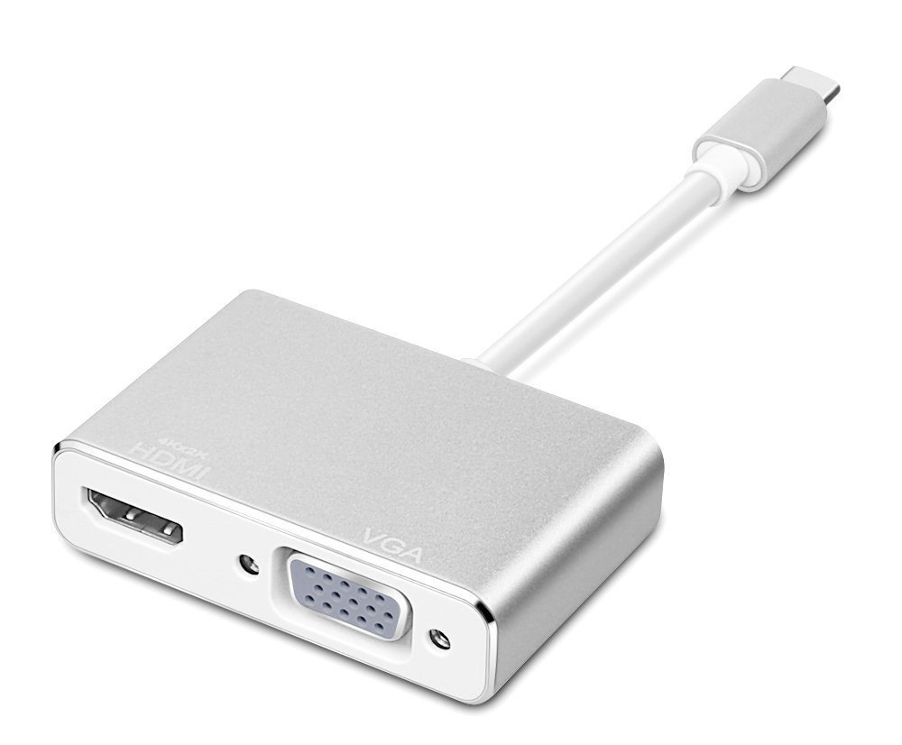 【送料無料】 USB Type-C to HDMI/VGA変換アダプター 映像変換 HDMI4K出力可能 設定不要 2015 MacBook/2016 MacBook/2017 MacBook/Google ChromeBook などに対応