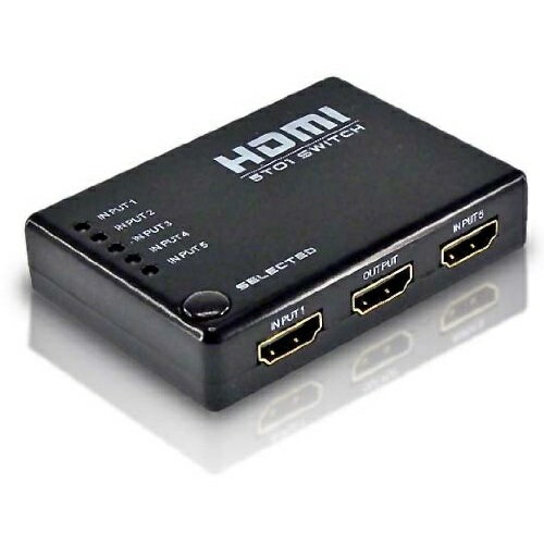 乐天商城 - HDMI切替器/セレクター ☆5HDMI to HDMI（メス→メス） 3D対応 V1.4（ 3入力 to 1出力)リモコン付☆5ポート搭載☆複数の機器を自由に切替