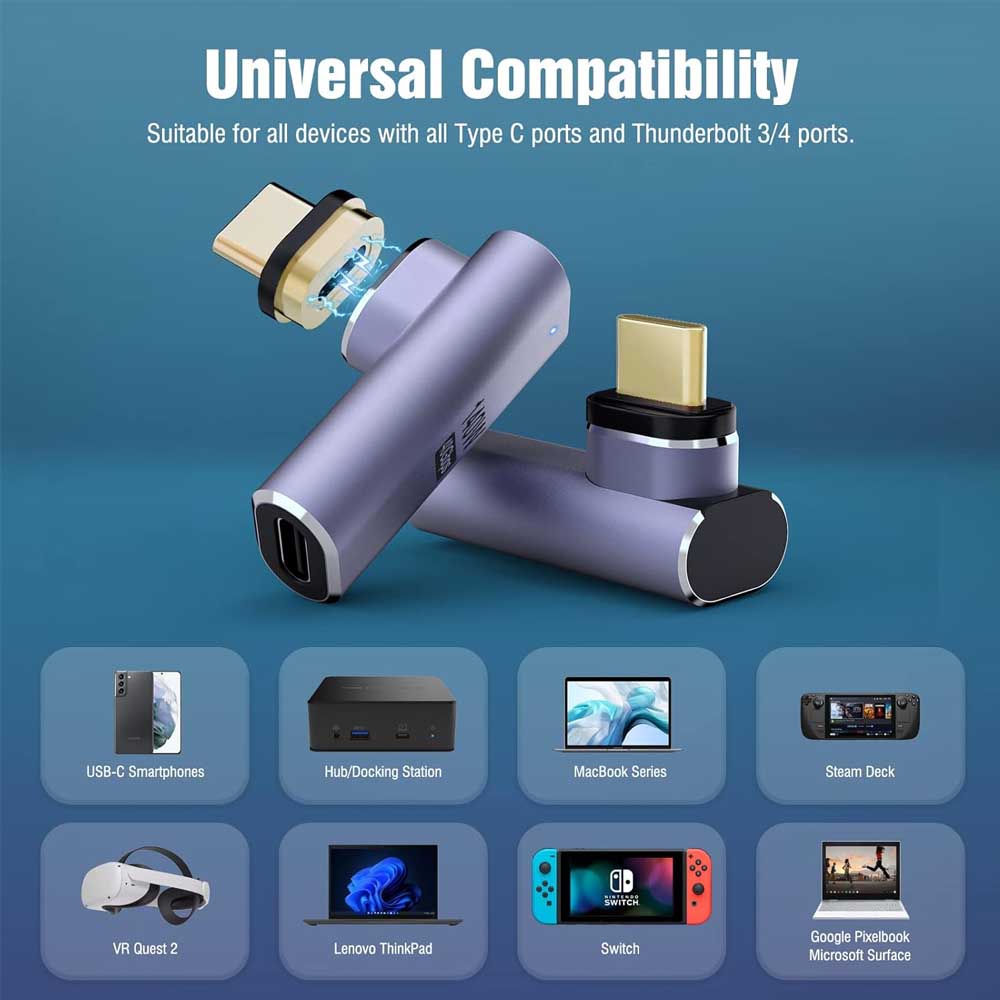 USB 4.0 Type C USB-C�ޥ��ͥåȼ��Ѵ������ץ�1�� �ޥ��ͥåȼ�ư���� ������C ��Ĺ ���ȥ졼�� L�� ľ��90�� USB4.0��Ĺ�����ץ� 40Gbps��®ž�� PD100/5A��®���� 8K@60Hz�������� Thunderbolt 3 Mac Book Pro Nintendo Switch iPad iPhone15 Type C�ǥХ������б�